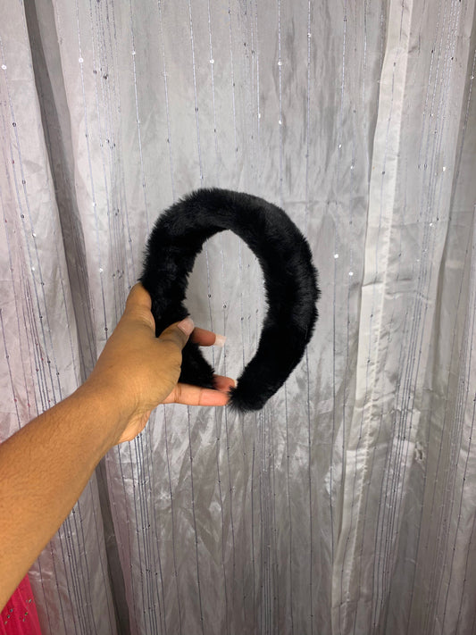 Black Fur Headband